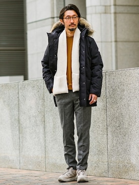「EDIFICE（エディフィス）のアイテム（スウェット）」を使った、TERAIさん（メンズ・183cm）の冬コーディネート