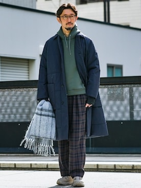 「EDIFICE LA BOUCLE（エディフィスラブークル）のアイテム（ダウンジャケット/コート）」を使った、TERAIさん（メンズ・183cm）の冬コーディネート