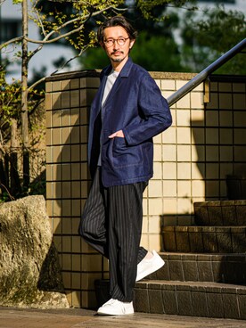 「EDIFICE LA BOUCLE（エディフィスラブークル）のアイテム（ジャケット/アウター）」を使った、TERAIさん（メンズ・183cm）の春コーディネート