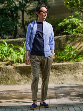「EDIFICEスタッフ」｜「アイテム（スリッポン）」を使った、TERAIさん（メンズ・183cm）の春コーディネート