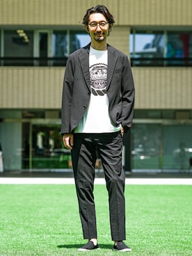 「EDIFICEスタッフ」｜「アイテム（スリッポン）」を使った、TERAIさん（メンズ・183cm）の夏コーディネート