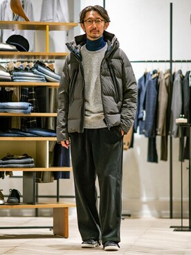 「EDIFICEスタッフ」｜「アイテム（スウェット）」を使った、TERAIさん（メンズ・183cm）の冬コーディネート