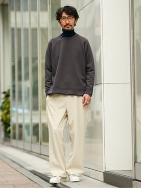 「EDIFICE（エディフィス）のアイテム（スウェット）」を使った、TERAIさん（メンズ・183cm）の冬コーディネート
