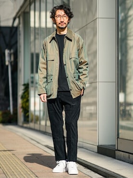 「barbour」｜「アイテム（その他アウター）」を使った、TERAIさん（メンズ・183cm）の冬コーディネート