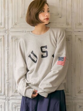 「USA」｜「アイテム（スウェット）」を使った、reedit_officialさん（レディース・162cm）の秋コーディネート
