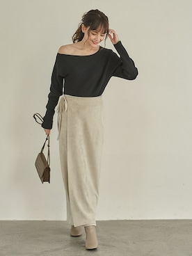 「ラップスカート」｜reedit_officialさん（レディース・162cm）の冬コーディネート