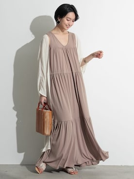 新色追加]楊柳ロングガウンカーディガンを使った人気ファッション