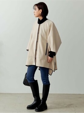 「リエディ」｜「アイテム（ポンチョ）」を使った、reedit_officialさん（レディース・162cm）の冬コーディネート