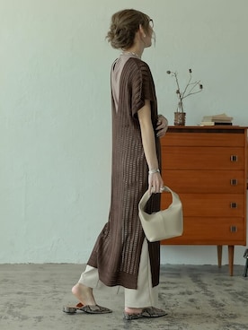 「透かし編みニット」｜「アイテム（スリッポン）」を使った、reedit_officialさん（レディース・162cm）の春コーディネート
