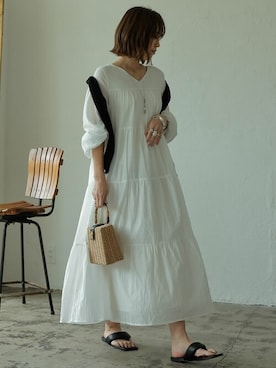 「Re:EDIT（リエディ）のアイテム（ワンピース）」を使った、reedit_officialさん（レディース・162cm）の春コーディネート