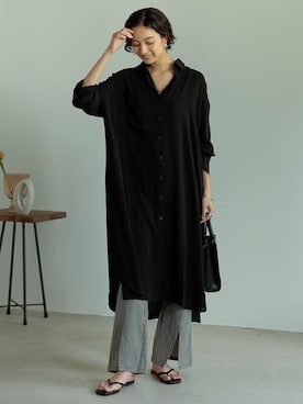 「リエディ」｜「アイテム（シャツワンピース）」を使った、reedit_officialさん（レディース・162cm）の夏コーディネート
