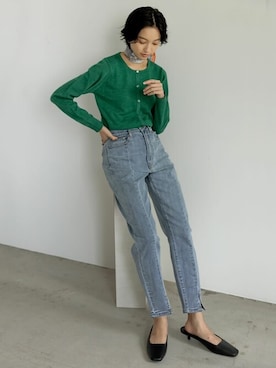 「Re:EDIT（リエディ）のアイテム（デニムパンツ）」を使った、reedit_officialさん（レディース・162cm）の秋コーディネート