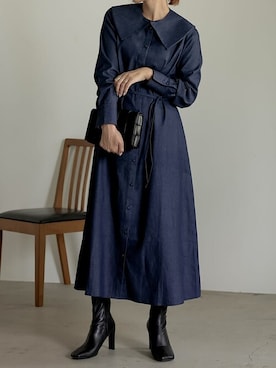 「リエディ」｜「アイテム（シャツワンピース）」を使った、reedit_officialさん（レディース・162cm）の秋コーディネート