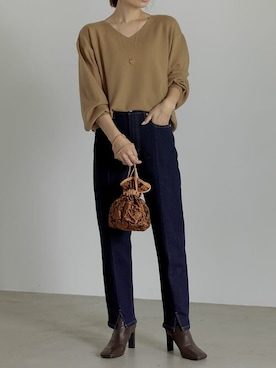 「アイテム（ハンドバッグ、オレンジ系）」を使った、reedit_officialさん（レディース・162cm）の秋コーディネート