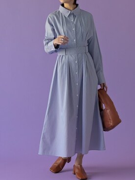 「リエディ」｜「アイテム（シャツワンピース）」を使った、reedit_officialさん（レディース・162cm）の冬コーディネート