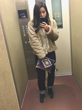 「Ungrid（アングリッド）のアイテム（ノーカラージャケット）」を使った、narumi さん（レディース・156cm）の冬コーディネート