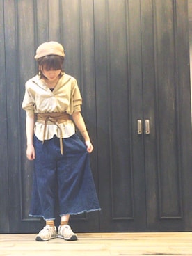 「w closet」｜「アイテム（ハンチング/ベレー帽）」を使った、えりかさん（レディース・153cm）の春コーディネート