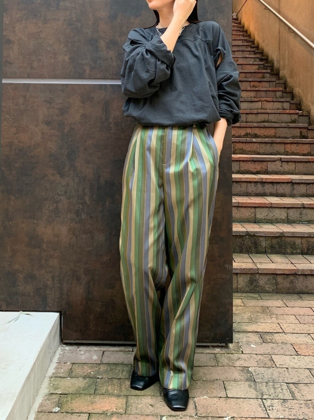 TODAYFUL（トゥデイフル）の「ストライプジャガードパンツ