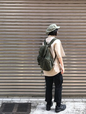 「アイテム（キャスケット、グリーン系）」を使った、（🐼）さん（レディース・172cm）の春コーディネート