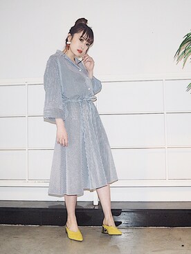「アイテム（ワンピース、その他）」を使った、藤井萌さん（レディース・153cm）の春コーディネート