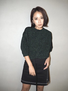「グリッター」｜「アイテム（スカート）」を使った、藤井萌さん（レディース・152cm）の秋コーディネート