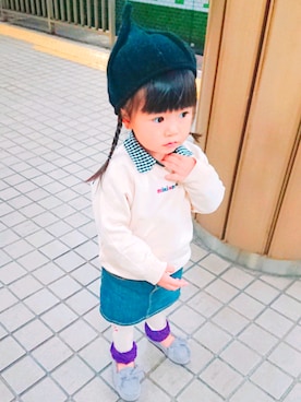 「MIKI HOUSE（ミキハウス）のアイテム（その他トップス）」を使った、なのなのなのさん（キッズ・90cm）の秋コーディネート