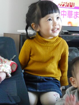 「MIKI HOUSE（ミキハウス）のアイテム（スカート）」を使った、なのなのなのさん（キッズ・90cm）の冬コーディネート