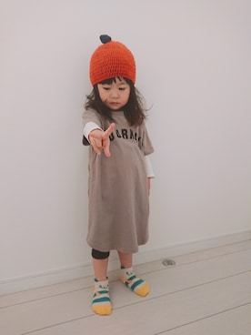 「りんご帽子」｜なのなのなのさん（キッズ・90cm）の春コーディネート