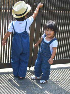 「babyGAP（babyGAP）のアイテム（オールインワン・サロペット）」を使った、taiga.rioさん（メンズ・90cm）の夏コーディネート
