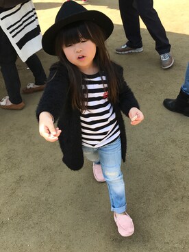 「no brand（ノーブランド）のアイテム（モカシン/デッキシューズ）」を使った、Uruaさん（キッズ・110cm）の春コーディネート