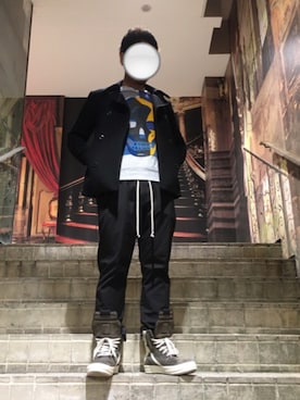 「ATTACHMENT（アタッチメント）のアイテム（ピーコート）」を使った、SKさん（メンズ・169cm）の冬コーディネート