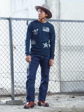 「schott（ショット）のSchott/ショット/13oz. JEANS MEDIUM FIT/13オンス　ジーンス　ミディアム　フィット（デニムパンツ）」を使った、RYOHEI  TOTOKIさん（メンズ・165cm）の夏コーディネート
