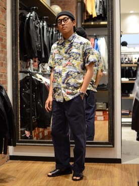 「schott（ショット）のSchott/ショット/ARMY FATIGUE PANTS/アーミー ファティーグ パンツ（その他パンツ）」を使った、RYOHEI  TOTOKIさん（メンズ・165cm）の夏コーディネート