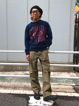 「schott（ショット）のSchott/ショット/ARMY FATIGUE PANTS/アーミー ファティーグ パンツ（その他パンツ）」を使った、RYOHEI  TOTOKIさん（メンズ・165cm）の秋コーディネート
