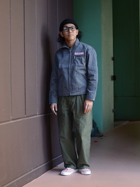「schott（ショット）のSchott/ショット/ARMY FATIGUE PANTS/アーミー ファティーグ パンツ（その他パンツ）」を使った、RYOHEI  TOTOKIさん（メンズ・165cm）の冬コーディネート
