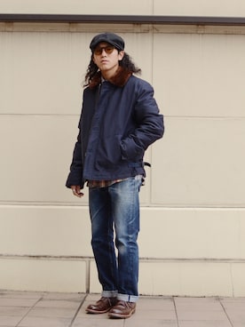 「ショット」｜「アイテム（ミリタリージャケット）」を使った、RYOHEI  TOTOKIさん（メンズ・165cm）の冬コーディネート