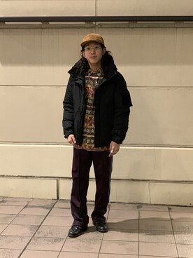 「ショット」｜「アイテム（ダウンジャケット/コート）」を使った、RYOHEI  TOTOKIさん（メンズ・165cm）の冬コーディネート