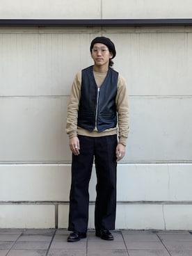 「ショット」｜「アイテム（スラックス）」を使った、RYOHEI  TOTOKIさん（メンズ・165cm）の冬コーディネート