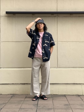 「ショット」｜「アイテム（スラックス）」を使った、RYOHEI  TOTOKIさん（メンズ・165cm）の夏コーディネート