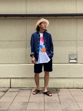 「ショット」｜「アイテム（サンダル）」を使った、RYOHEI  TOTOKIさん（メンズ・165cm）の夏コーディネート