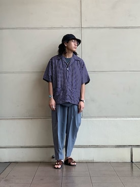 「ショット」｜「アイテム（サンダル）」を使った、RYOHEI  TOTOKIさん（メンズ・165cm）の夏コーディネート