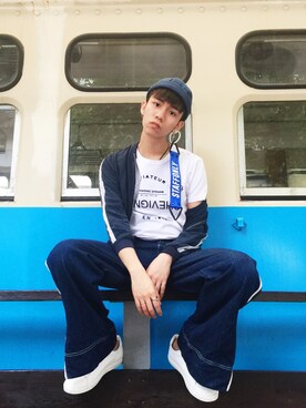 「アイテム（ピアス（片耳用）、ブルー系）」を使った、Ivesさん（メンズ・175cm）の夏コーディネート