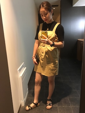 「アイテム（つなぎ/オールインワン、ベージュ系）」を使った、なりさん（レディース・164cm）の冬コーディネート