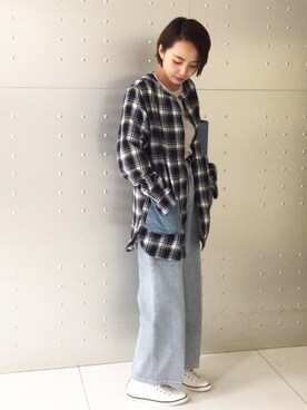 「DIESEL（ディーゼル）のアイテム（ノーカラージャケット）」を使った、yoshimiさん（レディース・166cm）の秋コーディネート