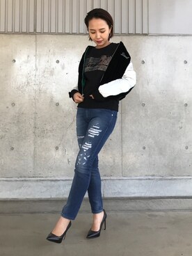 「DIESEL（ディーゼル）のアイテム（ブルゾン）」を使った、yoshimiさん（レディース・166cm）の秋コーディネート