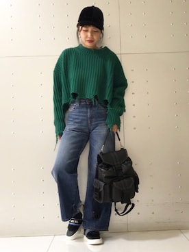 「ディーゼル」｜「アイテム（スリッポン）」を使った、yoshimiさん（レディース・166cm）の夏コーディネート