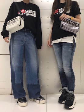 「DIESEL（ディーゼル）のアイテム（Tシャツ/カットソー）」を使った、yoshimiさん（レディース・166cm）の夏コーディネート