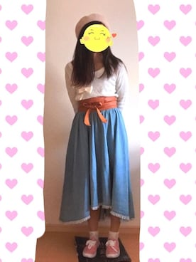 「サッシュベルト」｜「アイテム（その他）」を使った、こちさんさん（レディース・155cm）の冬コーディネート
