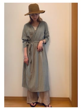 「部屋撮り」｜「アイテム（ワンピース/ドレス）」を使った、sakioさん（レディース・170cm）の春コーディネート