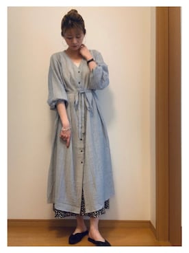 「部屋撮り」｜「アイテム（ワンピース/ドレス）」を使った、sakioさん（レディース・170cm）の春コーディネート